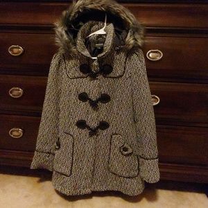 Ladies Black & white herringbone coat